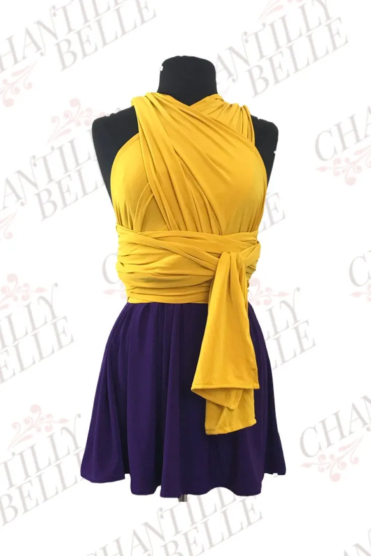 CHOIR Purple and Gold Mini Dress