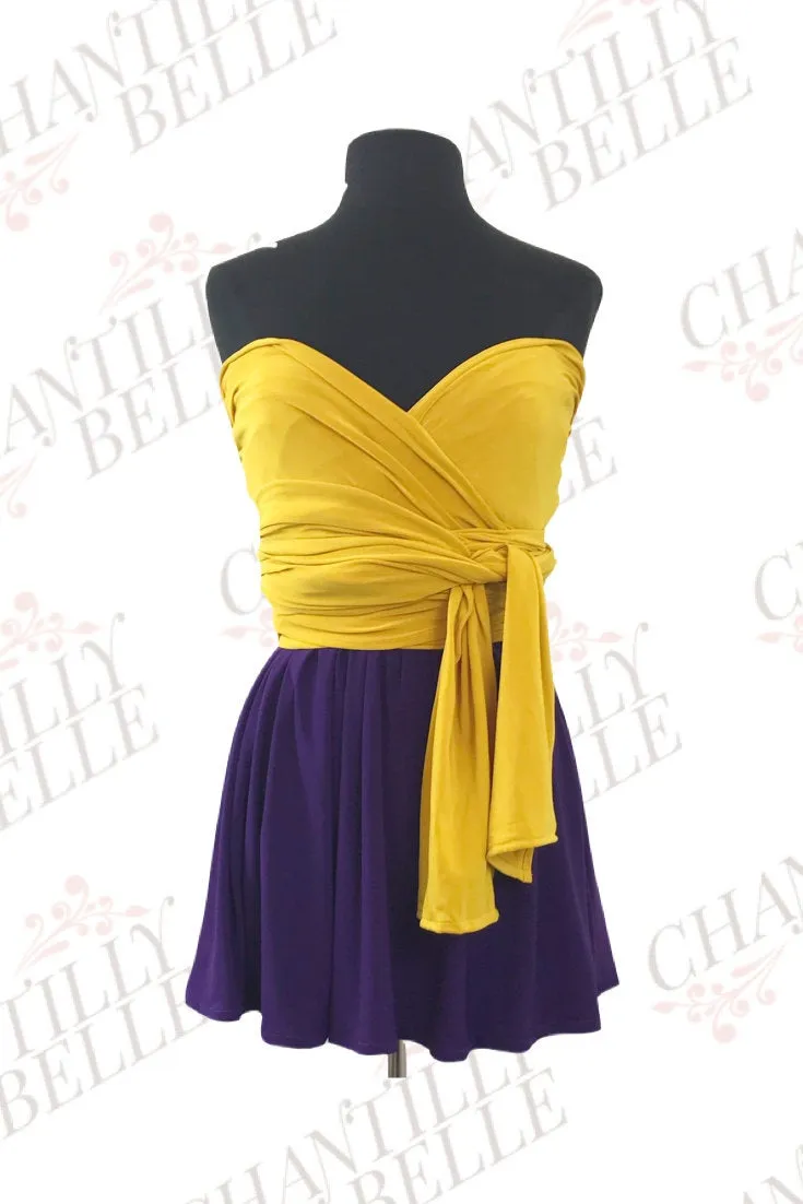 CHOIR Purple and Gold Mini Dress