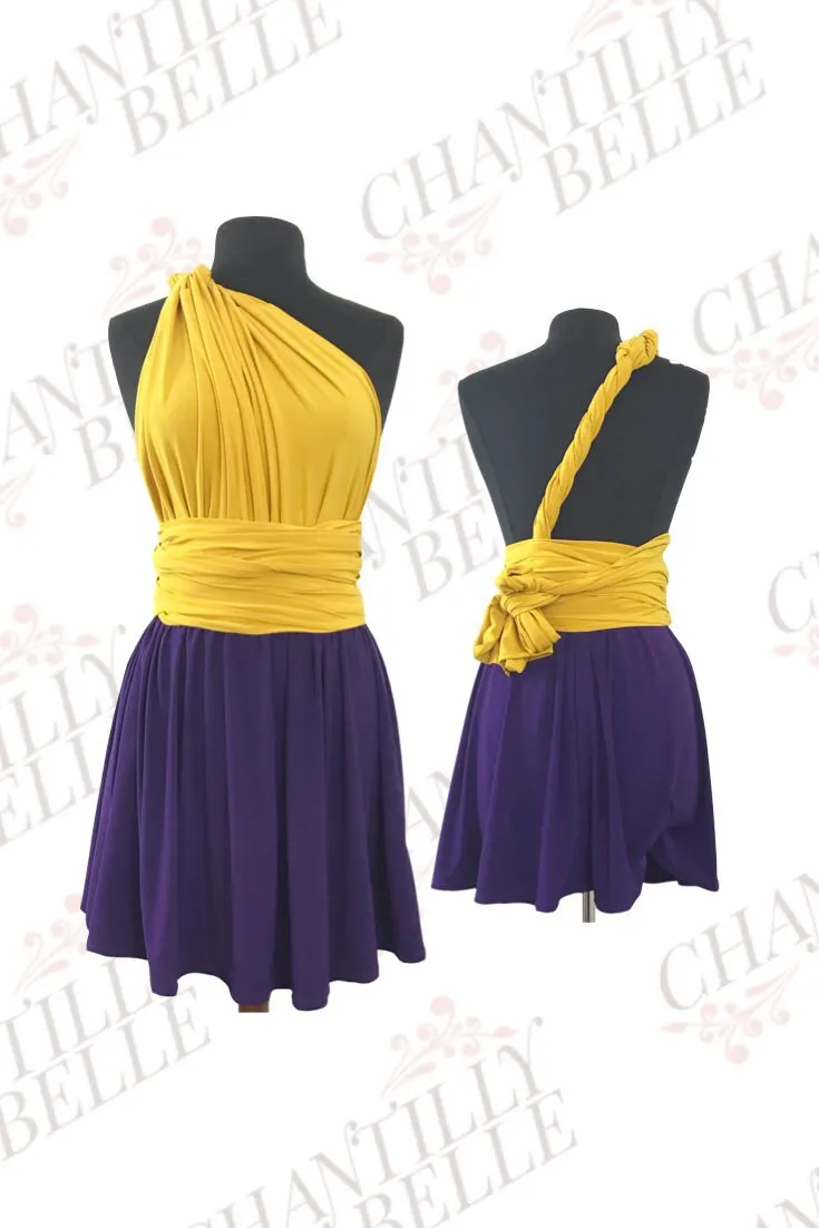 CHOIR Purple and Gold Mini Dress