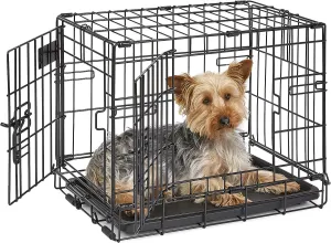MidWest Homes For Pets iCrate Double Door Folding Dog Crate With LeakProof Pan