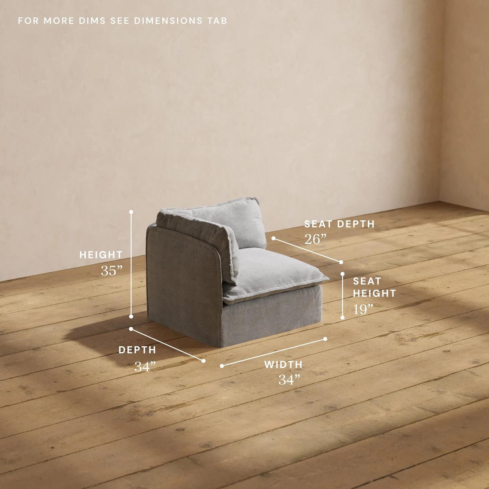 Modular Performance End Chair in Ash | Relaxed Blend