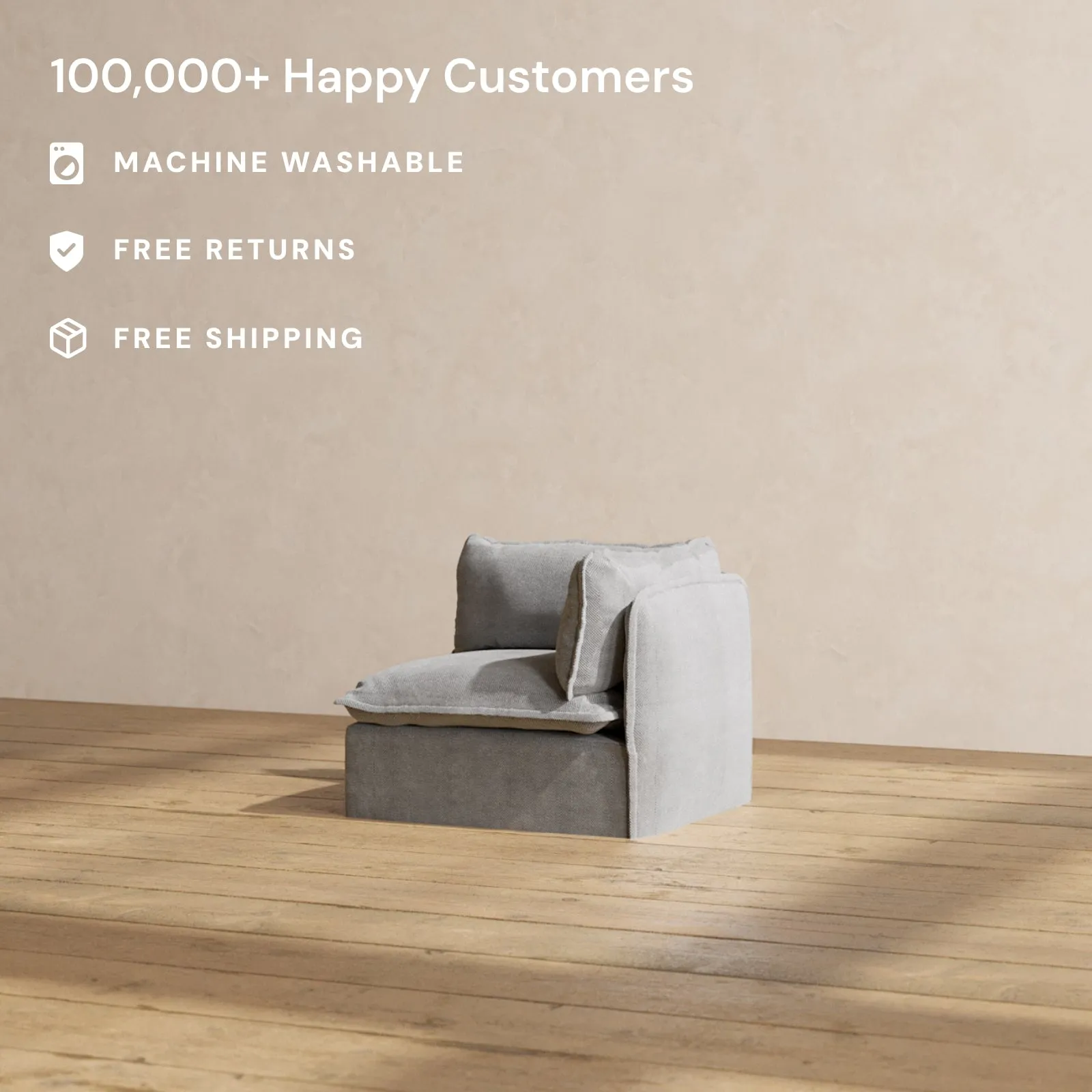 Modular Washable End Chair - Right in Ash | Memorix  Seat | Contour Pillow