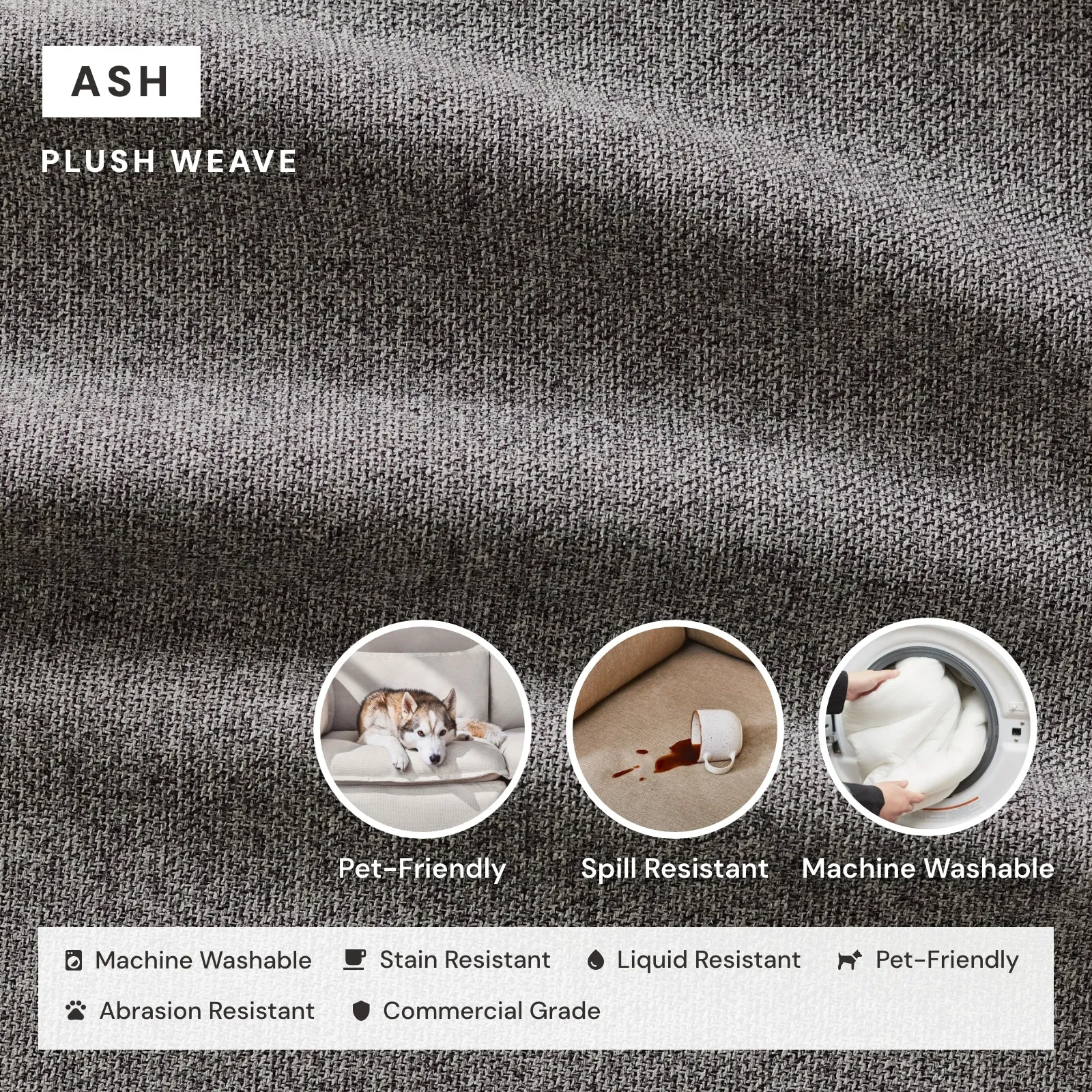 Modular Washable End Chair - Right in Ash | Memorix  Seat | Contour Pillow