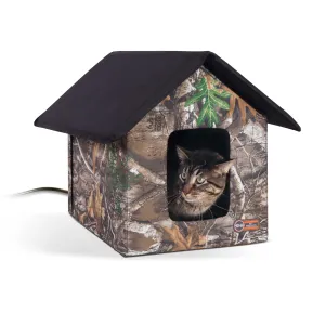 Outdoor Camo Heated Cat House - Realtree Thermo Outdoor Kitty House - 18" x 22" x 17" - K&H Pet Products
