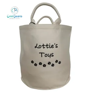 Pet Toy Storage - Mini Paws Felt Trug - Pet Storage Tub - Personalised