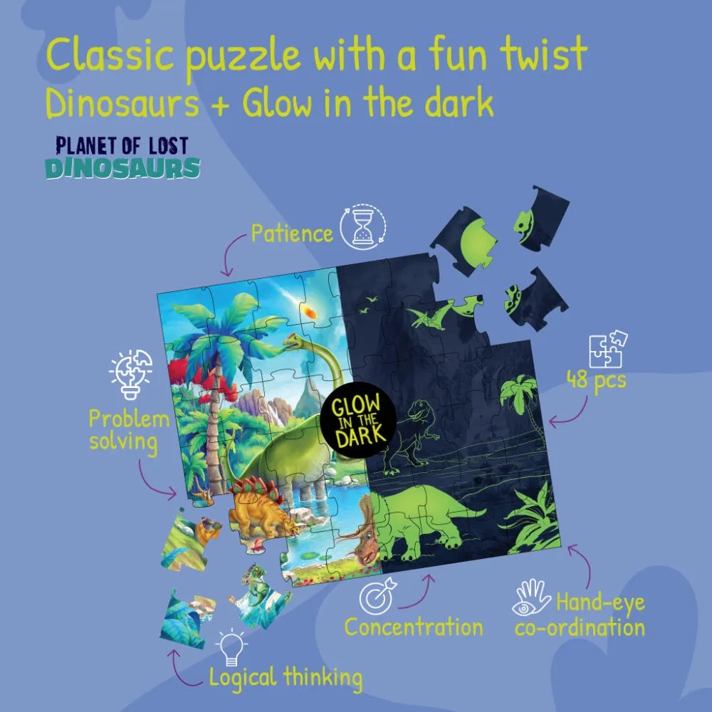 Planet of Lost Dinosaurs   2 in 1 Jungle Safari Puzzle for Kids